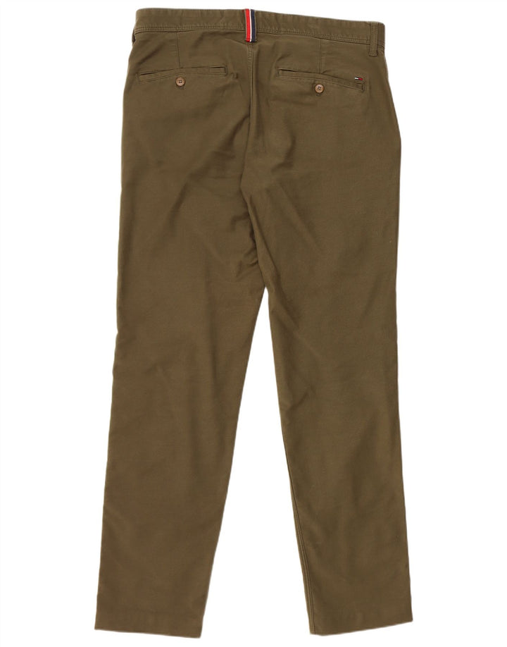 TOMMY HILFIGER Mens Slim Chino Trousers W33 L31 Khaki Cotton