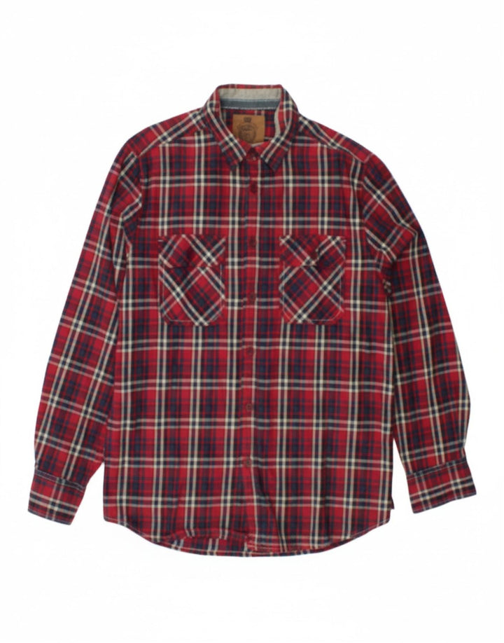 VINTAGE Mens Flannel Shirt Large Red Check Cotton