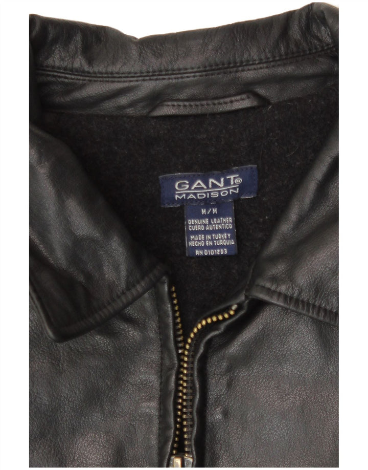 Ανδρικό δερμάτινο μπουφάν Gant UK 38 Medium Black Leather