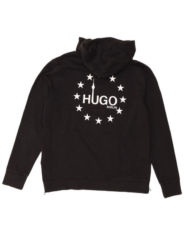 Hugo Boss Womens Berlin Graphic Hoodie Jumper UK 18 XL Μαύρο βαμβακερό