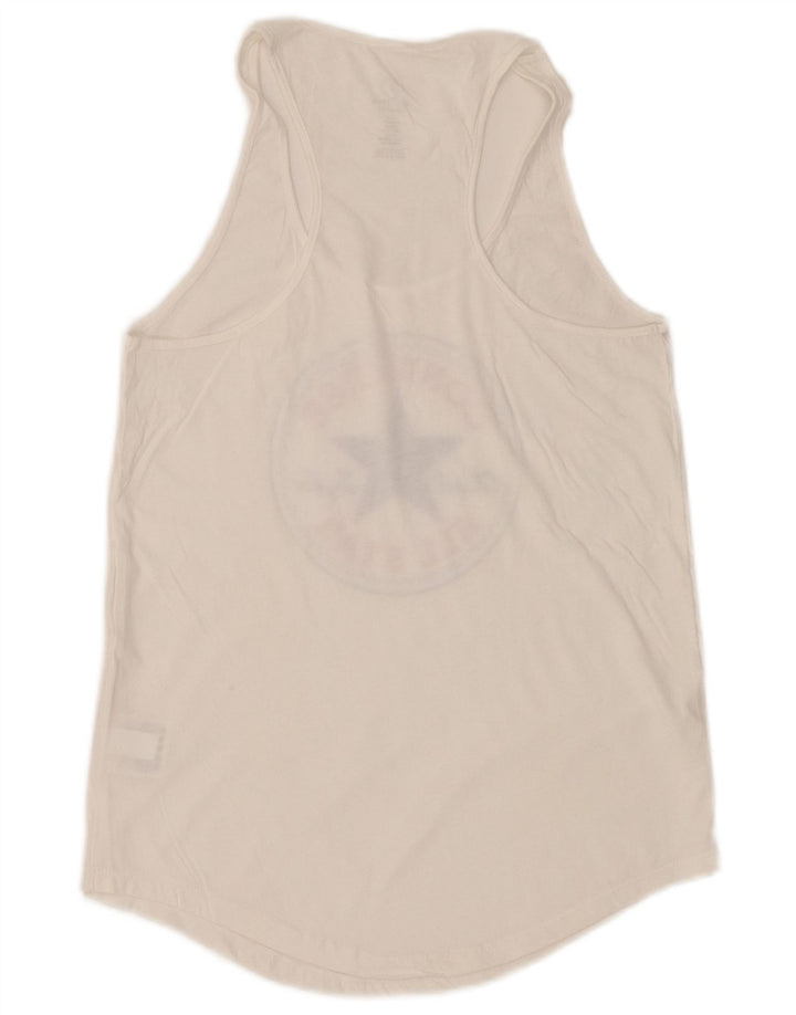 Γυναικείο γραφικό γιλέκο CONVERSE Classic Fit Top UK 6 XS Λευκό βαμβακερό