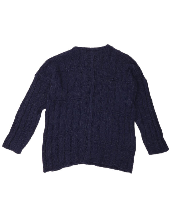 BENETTON Γυναικείο πουλόβερ με λαιμόκοψη UK 20 2XL Navy Blue Wool