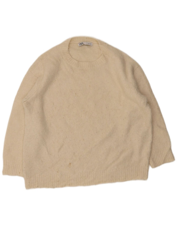 Zara Γυναικείο πουλόβερ με λαιμόκαυστο UK 10 Small Beige