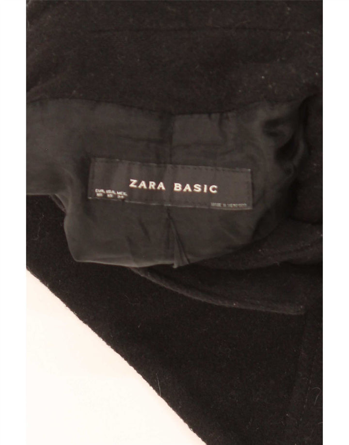 Zara Γυναικείο Παλτό μπιζελιού UK 6 XS Μαύρο μαλλί