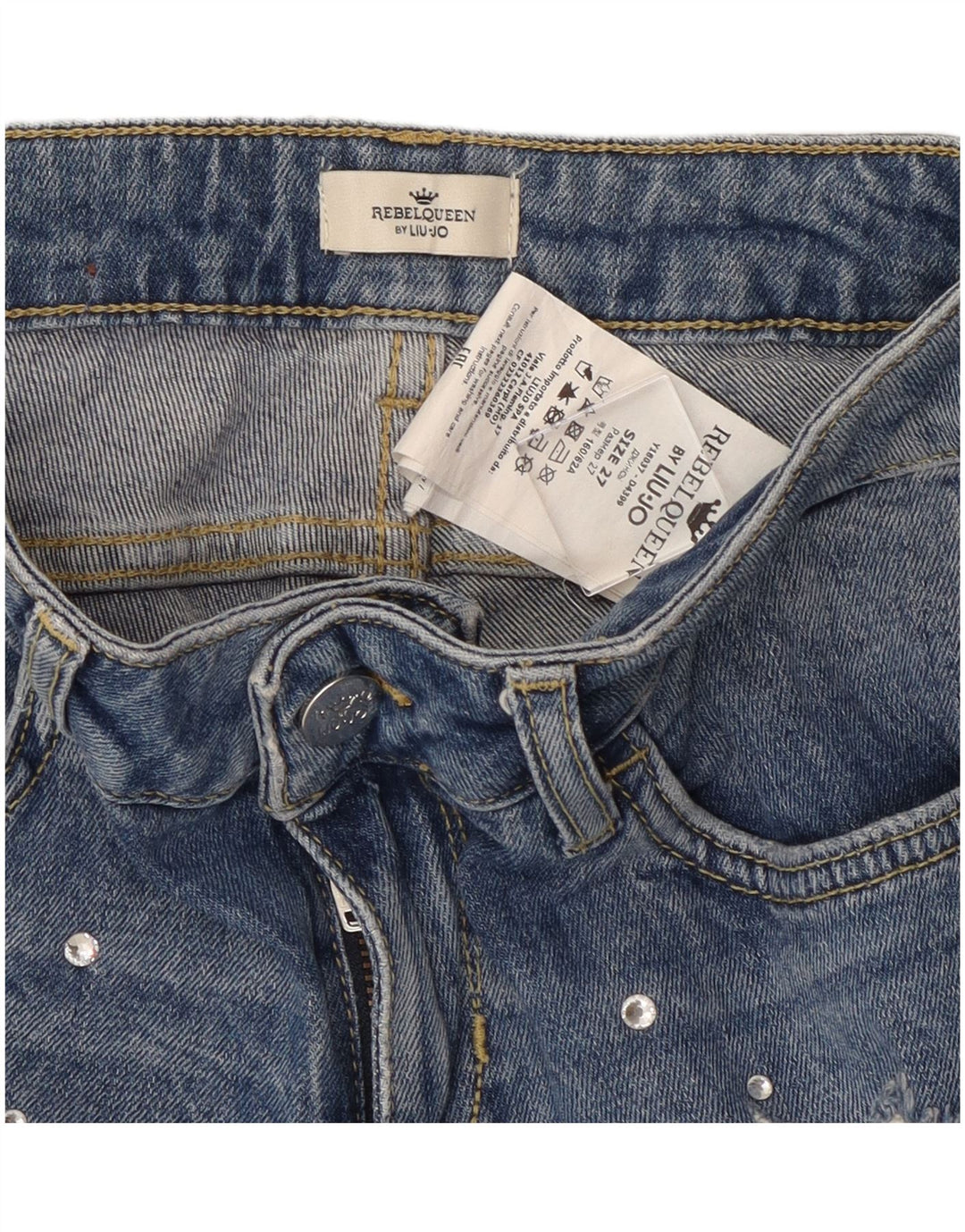 Liu Jo Womens Distressed Slim Jeans W27 L27 Blue Cotton