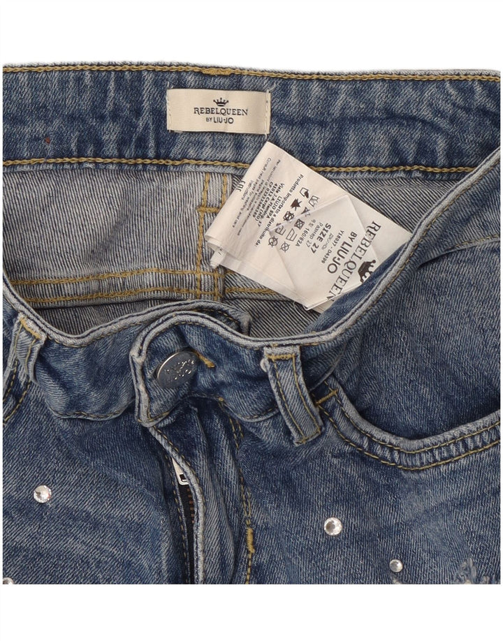 Liu Jo Womens Distressed Slim Jeans W27 L27 Blue Cotton