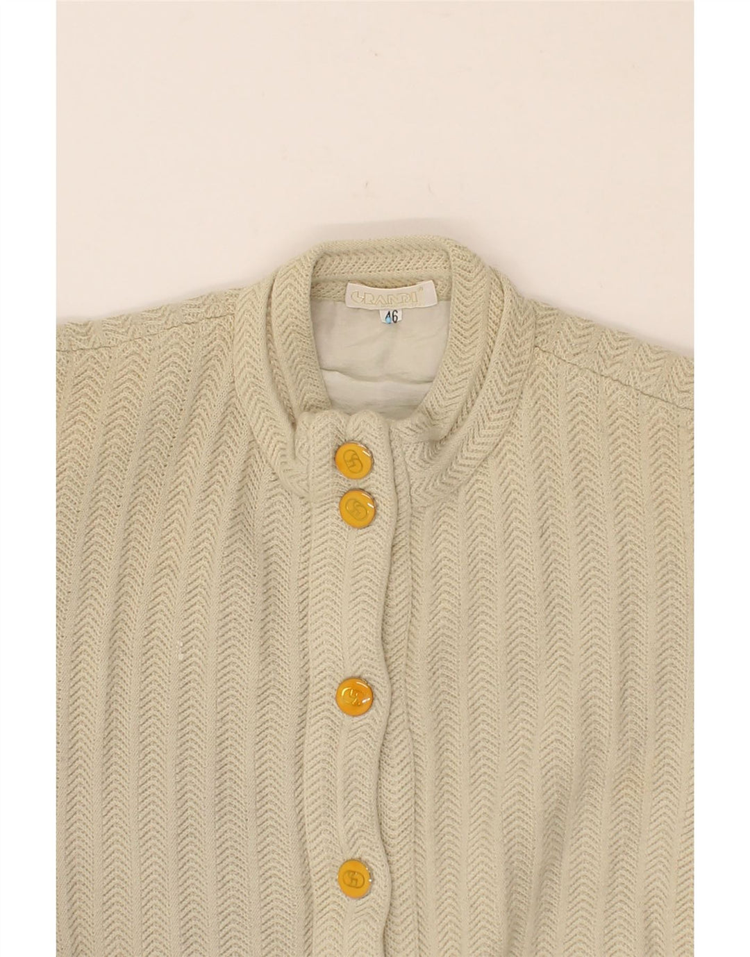 VINTAGE Womens Bomber Jacket EU 46 XL Beige Herringbone Vintage Vintage and Second-Hand Vintage from Messina Hembry 