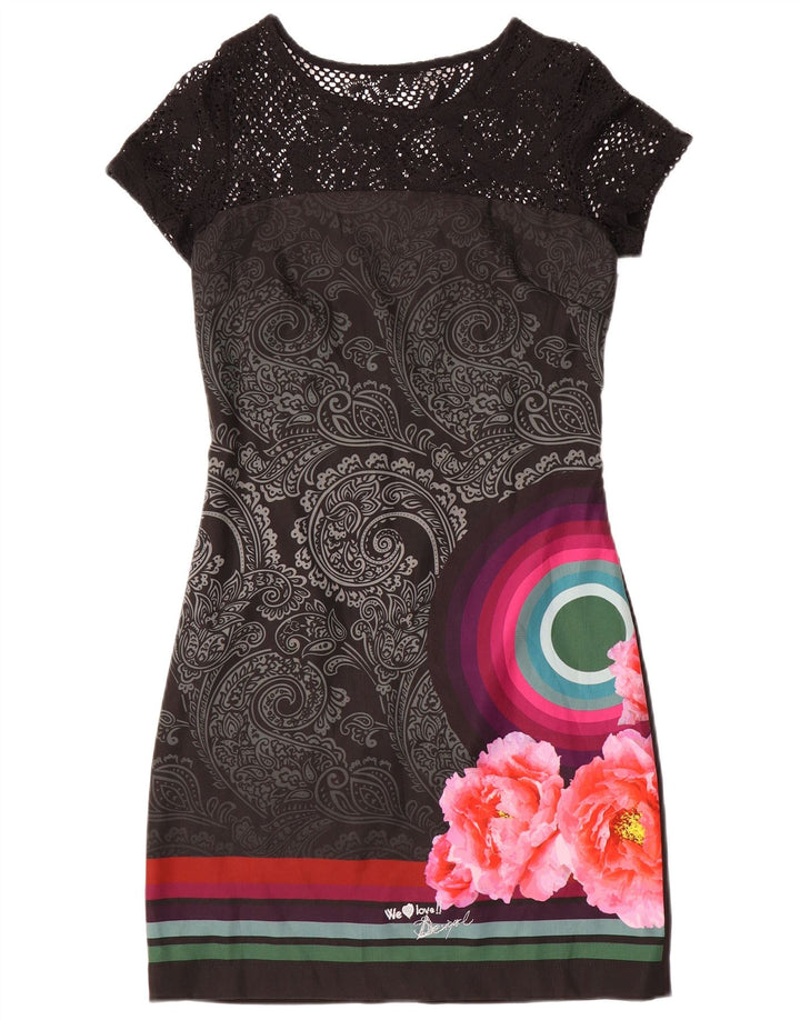 Γυναικείο φόρεμα με γραφική θήκη Desigual EU 38 Medium Black Floral