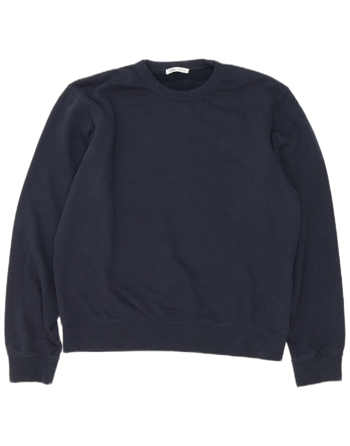 Zara Γυναικεία φούτερ μεγάλου μεγέθους Jumper UK 14 Medium Navy Blue Cotton