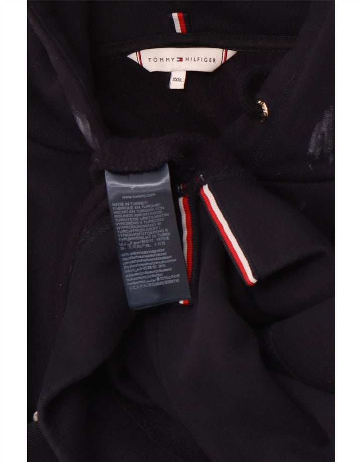 TOMMY HILFIGER Γυναικείο γραφικό φούτερ με κουκούλα UK 22 3XL Navy Blue Cotton