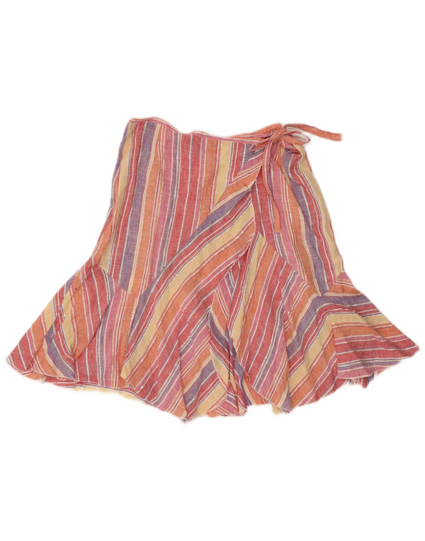 Max Mara γυναικεία φούστα UK 10 Small W27 πολύχρωμα ριγέ λινό