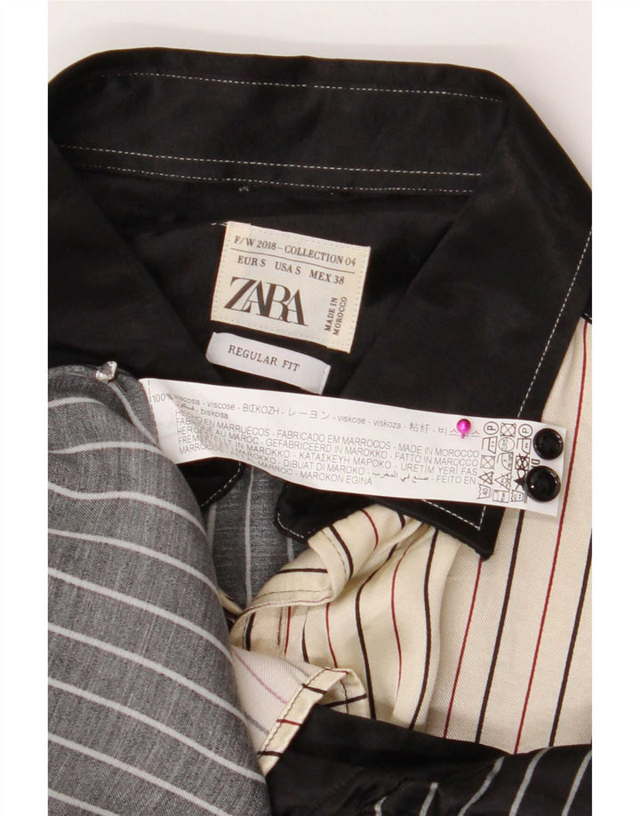 Zara Ανδρικό πουκάμισο Regular Fit Μικρό μαύρο ριγέ βισκόζη