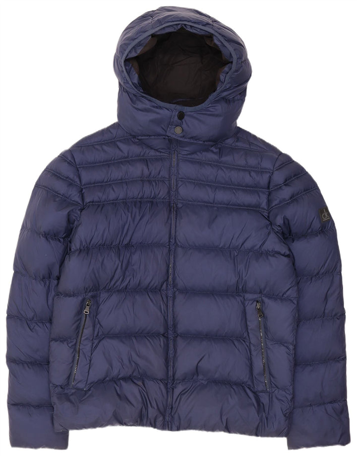 CALVIN KLEIN JEANS Ανδρικό μπουφάν με κουκούλα UK 40 Large Navy Blue Nylon