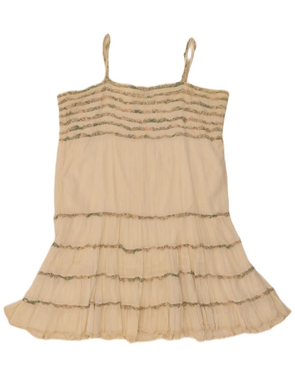 Vintage Γυναικείο Sundress UK 16 Large Off White ριγέ βαμβακερό
