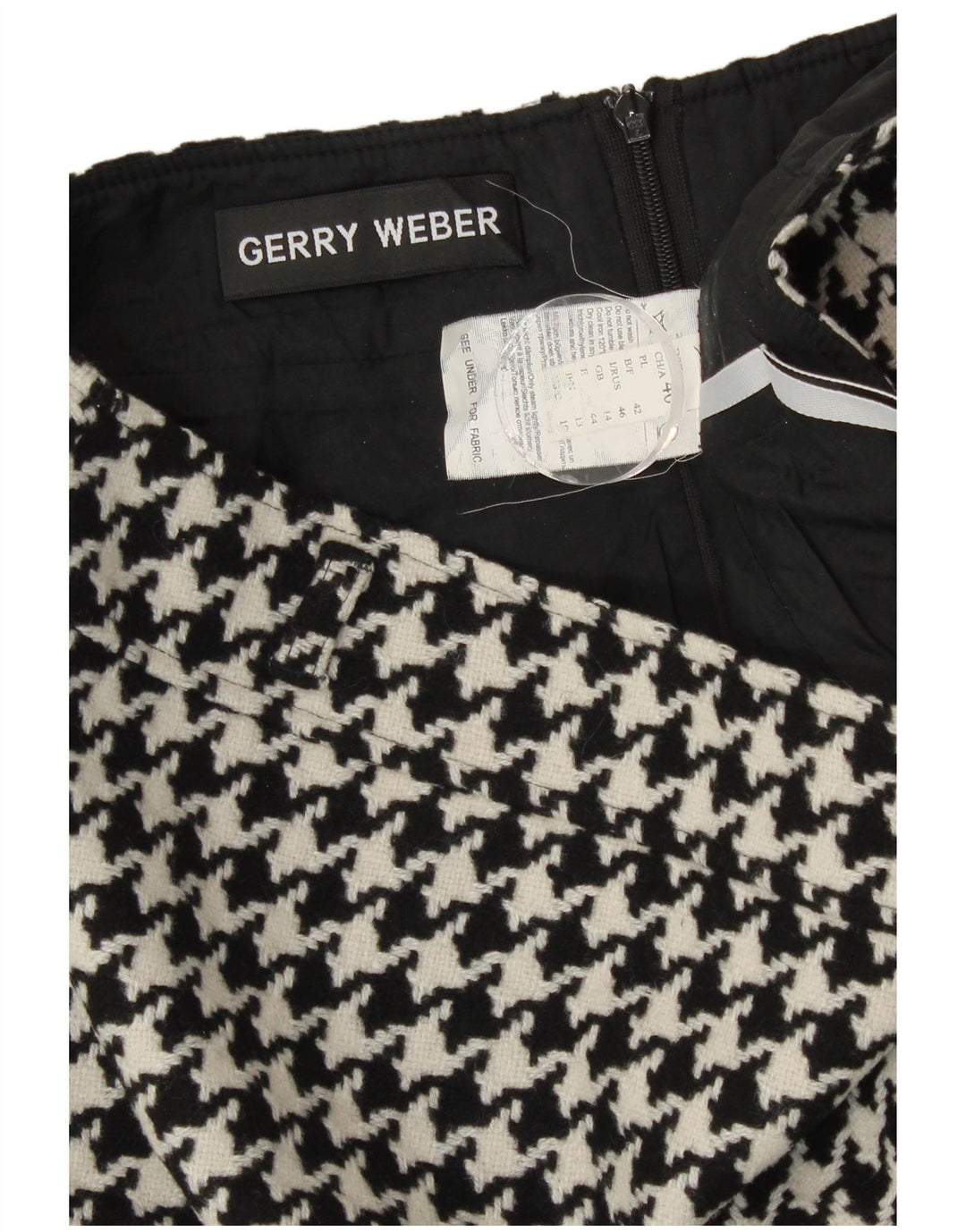 Gerry Weber Γυναικεία Pencil Φούστα UK 14 Μεγάλη W30 Μαύρο Houndstooth μαλλί