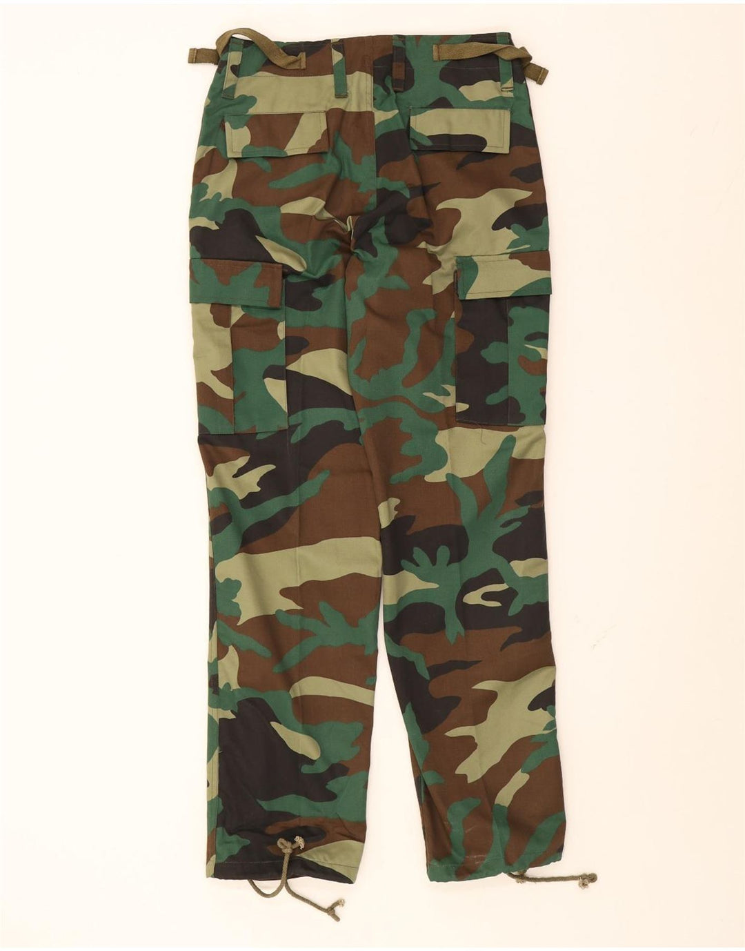 VINTAGE Mens Straight Cargo Trousers W29 L30 Khaki Camouflage Polyester Vintage Vintage and Second-Hand Vintage from Messina Hembry 