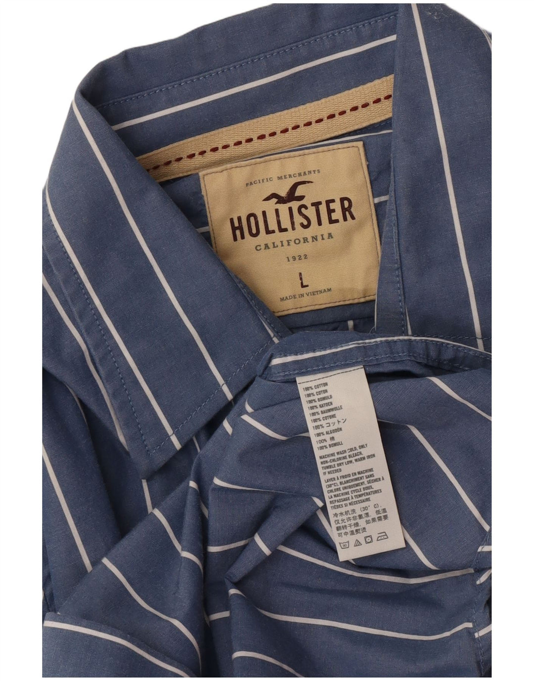 Ανδρικό πουκάμισο Hollister μεγάλο μπλε ριγέ βαμβακερό