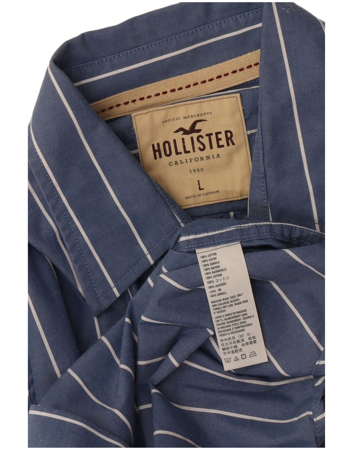 Ανδρικό πουκάμισο Hollister μεγάλο μπλε ριγέ βαμβακερό