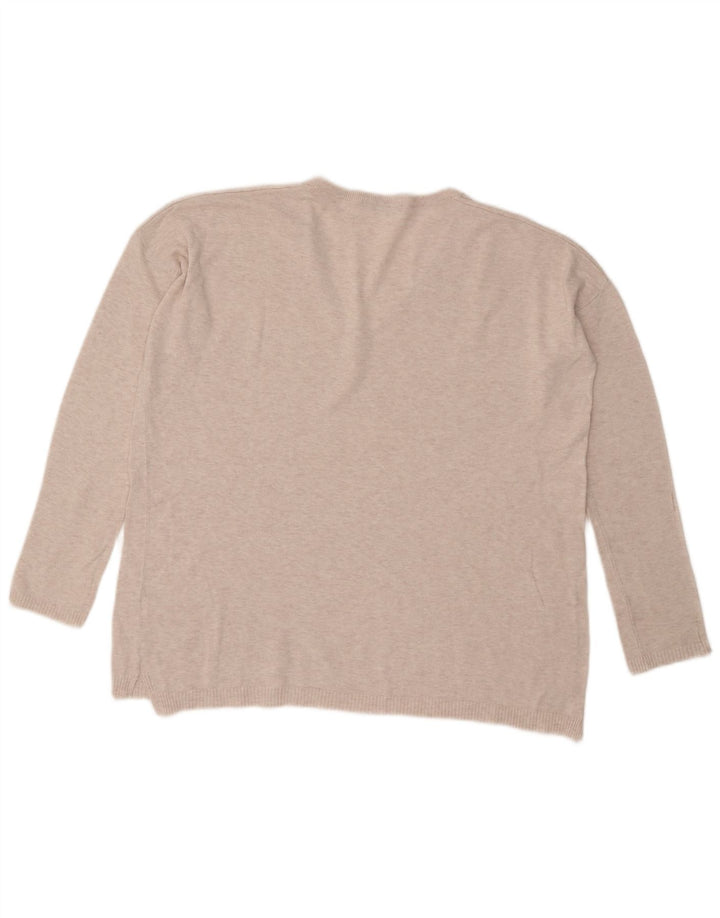 Zara Γυναικείο πουλόβερ με V λαιμόκοψη UK 14 Medium Beige