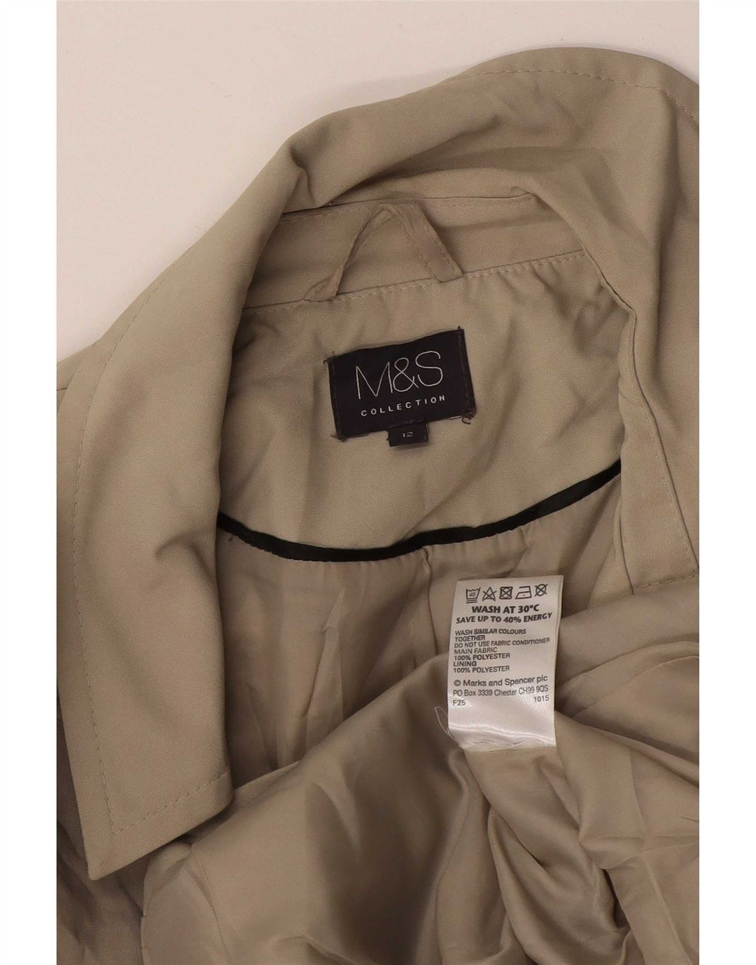 Marks & Spencer Γυναικεία κοντή καμπαρντίνα UK 12 μεσαίο μπεζ πολυεστέρας