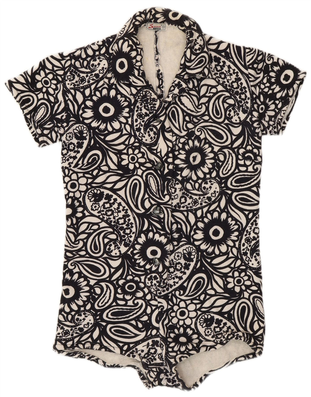 Vintage γυναικείο κορμάκι IT 44 Medium Black Paisley