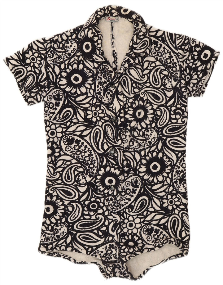 Vintage γυναικείο κορμάκι IT 44 Medium Black Paisley