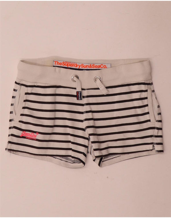 Superdry γυναικείο αθλητικό σορτς UK 6 XS λευκό ριγέ