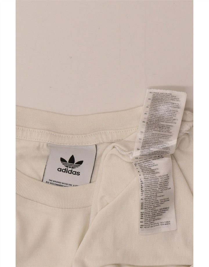 Ανδρικό γραφικό T-Shirt Adidas Top από μεσαίο λευκό βαμβακερό