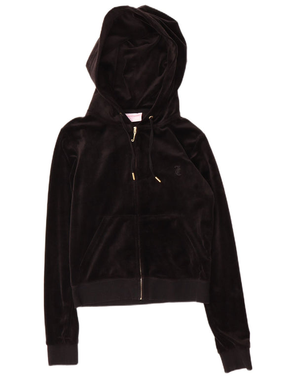 Juicy Couture Γυναικείο πουλόβερ με κουκούλα με φερμουάρ UK 10 Small Black Polyester