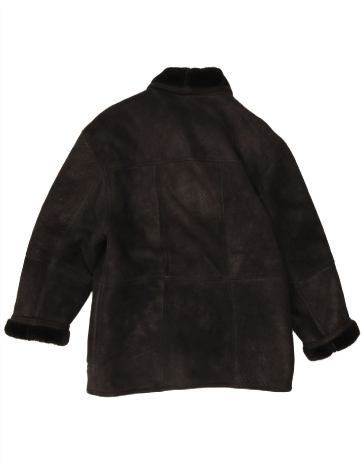 Vintage Ανδρικό Shearling Jacket IT 54 2XL Black Shearling