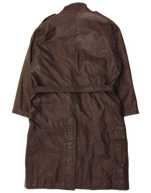 Vintage Ανδρικό Στρατιωτικό Δερμάτινο Παλτό IT 56 3XL Μαύρο