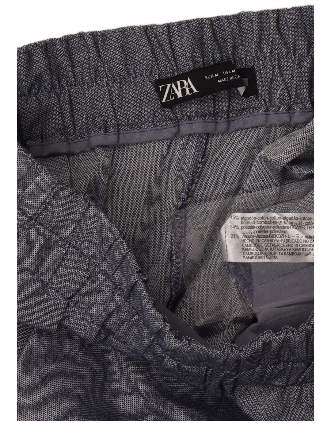 ZARA Γυναικείο ίσιο παντελόνι Chino Medium W28 L25 Μπλε βαμβακερό