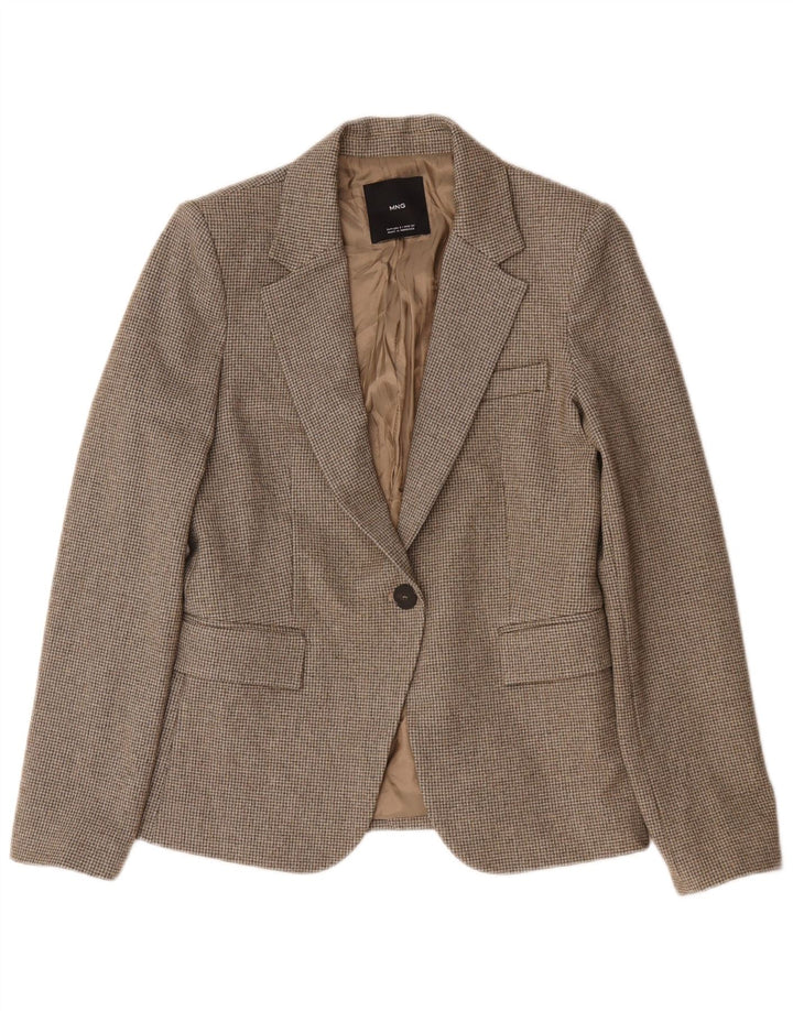 Mango γυναικείο σακάκι 1 κουμπιού σακάκι UK 10 Small Brown Houndstooth