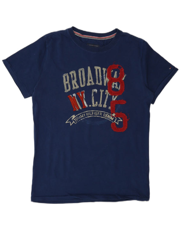 Tommy Hilfiger Boys Graphic T-Shirt Top 15-16 Years Navy Blue Cotton