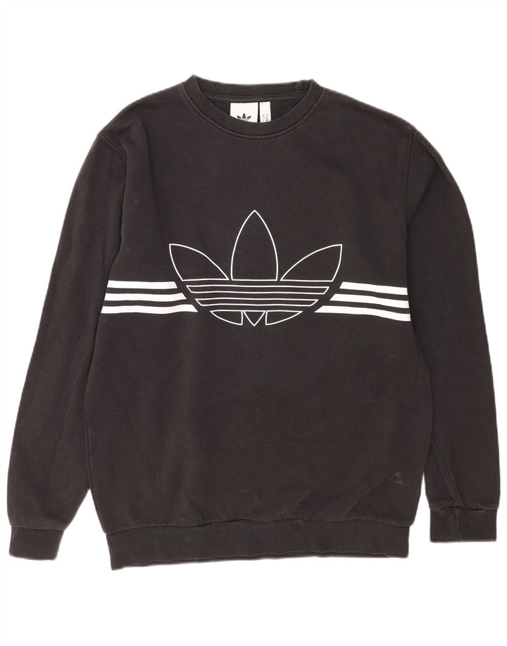 Ανδρικό γραφικό φούτερ Adidas, μεσαίο μαύρο βαμβακερό
