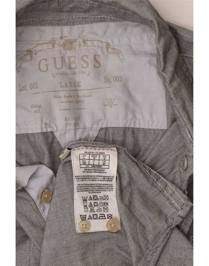 Ανδρικό πουκάμισο Guess Regular Fit UK 40 Large Grey Check Cotton