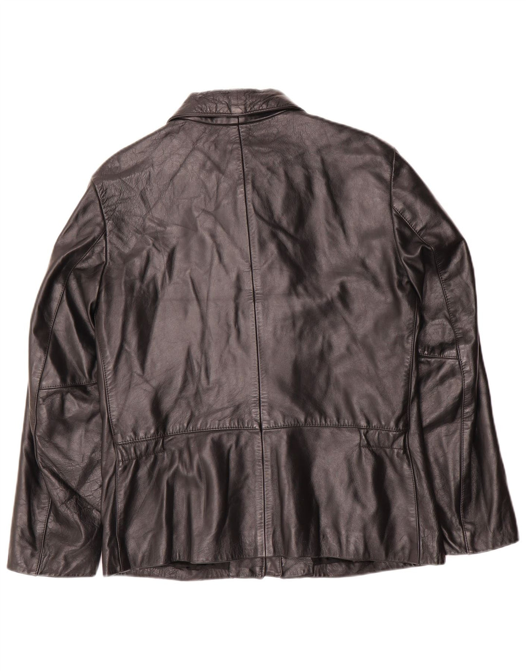 Benetton Γυναικείο Δερμάτινο Μπουφάν UK 14 Medium Black Leather