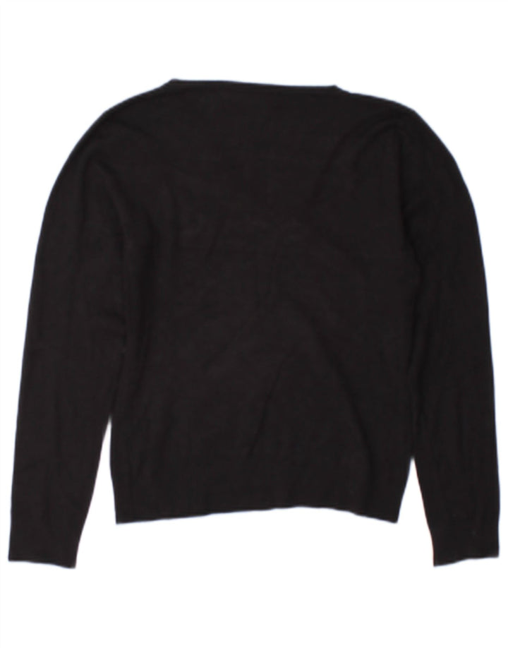 Zara Γυναικείο πουλόβερ με V λαιμόκοψη UK 12 Medium Black Rayon