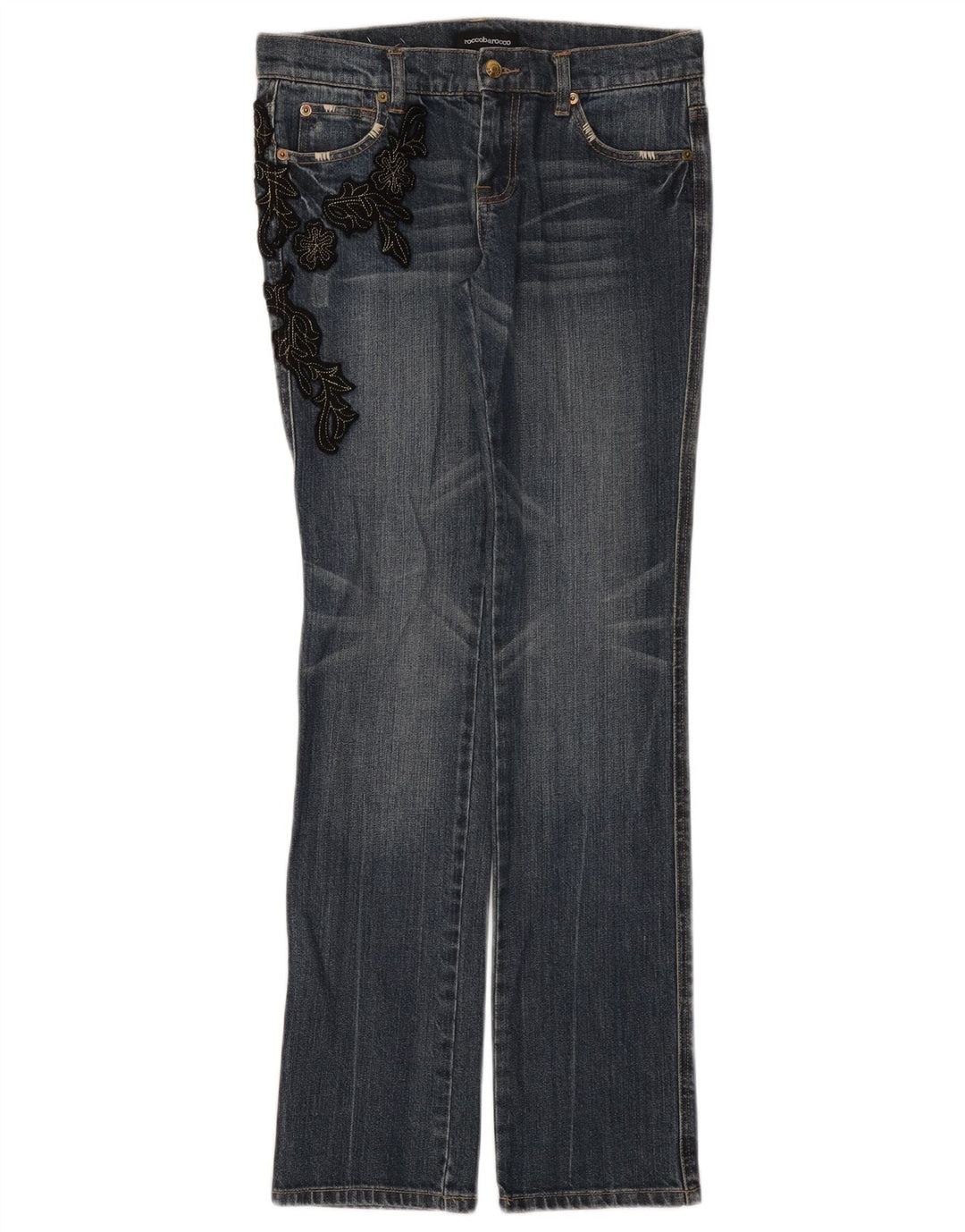 Roccobarocco Γυναικεία Bootcut Jeans IT 42 Medium W28 L32 Blue Floral
