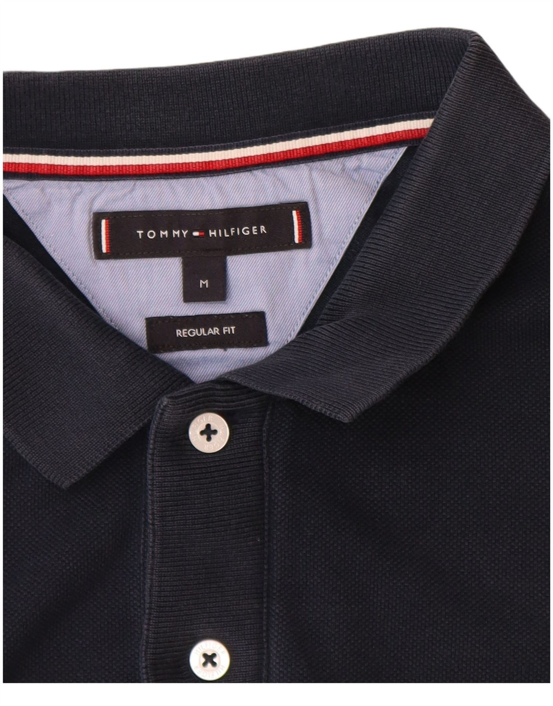 Tommy Hilfiger Ανδρικό πουκάμισο Polo με κανονική εφαρμογή, μεσαίο μπλε ναυτικό