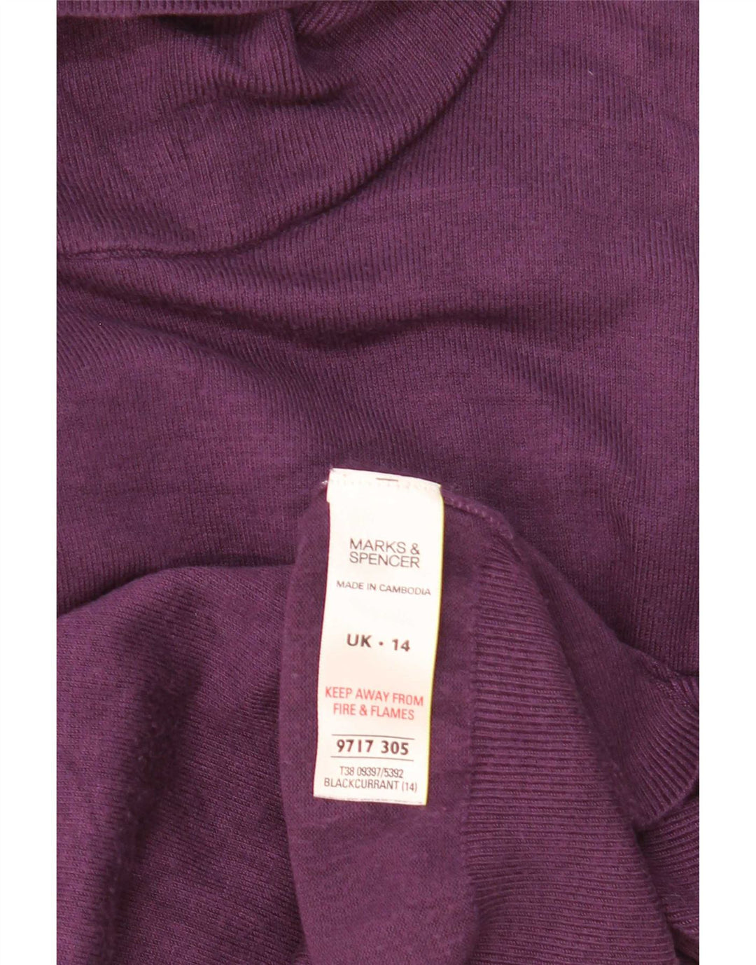 Marks & Spencer Γυναικείο πουλόβερ με ρολό λαιμόκοψη UK 14 Medium Purple Viscose