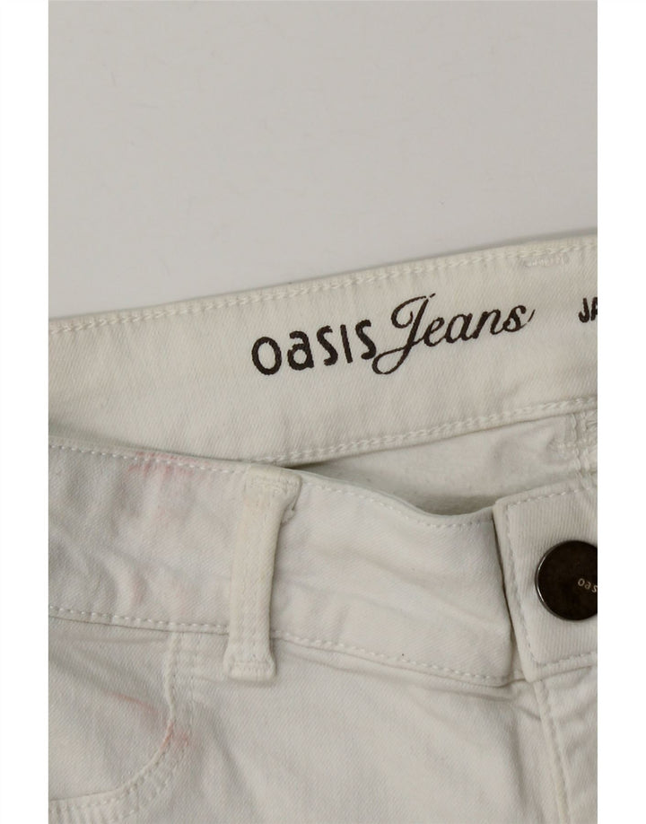 Γυναικείο τζιν σορτς Oasis UK 12 Medium W28 Λευκό βαμβακερό