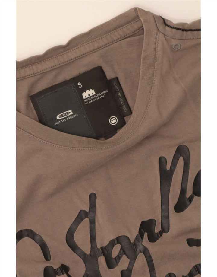 G-Star Ανδρικό γραφικό T-Shirt Top Μικρό καφέ βαμβακερό