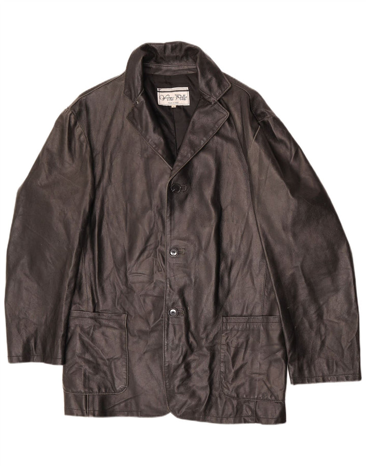 Vintage Γυναικείο Δερμάτινο Μπουφάν UK 18 XL Μαύρο Δερμάτινο