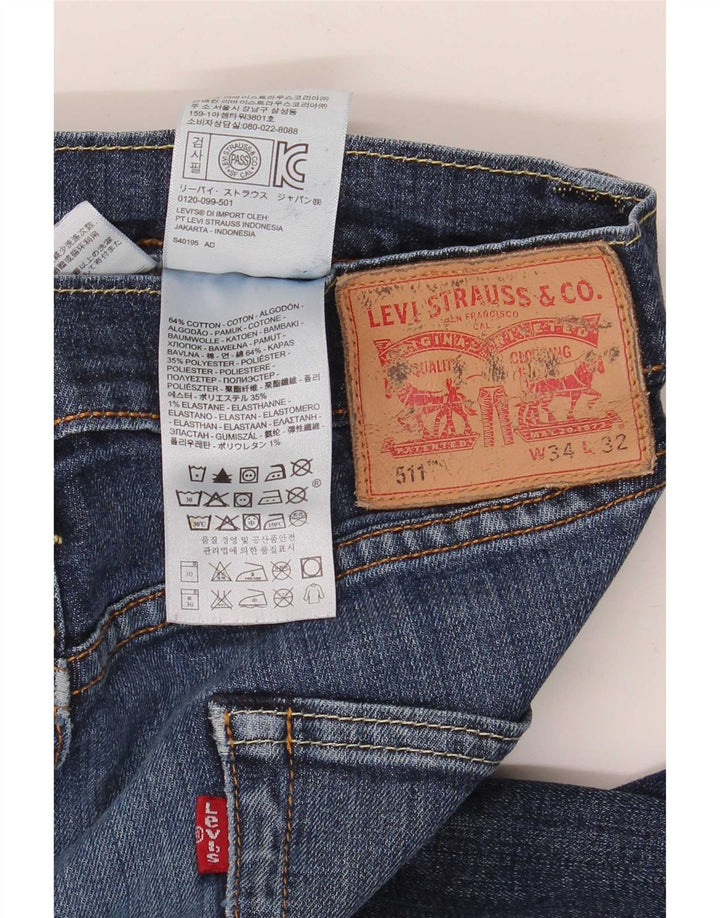 Levi's Mens 511 Slim Jeans W34 L32 Blue Cotton