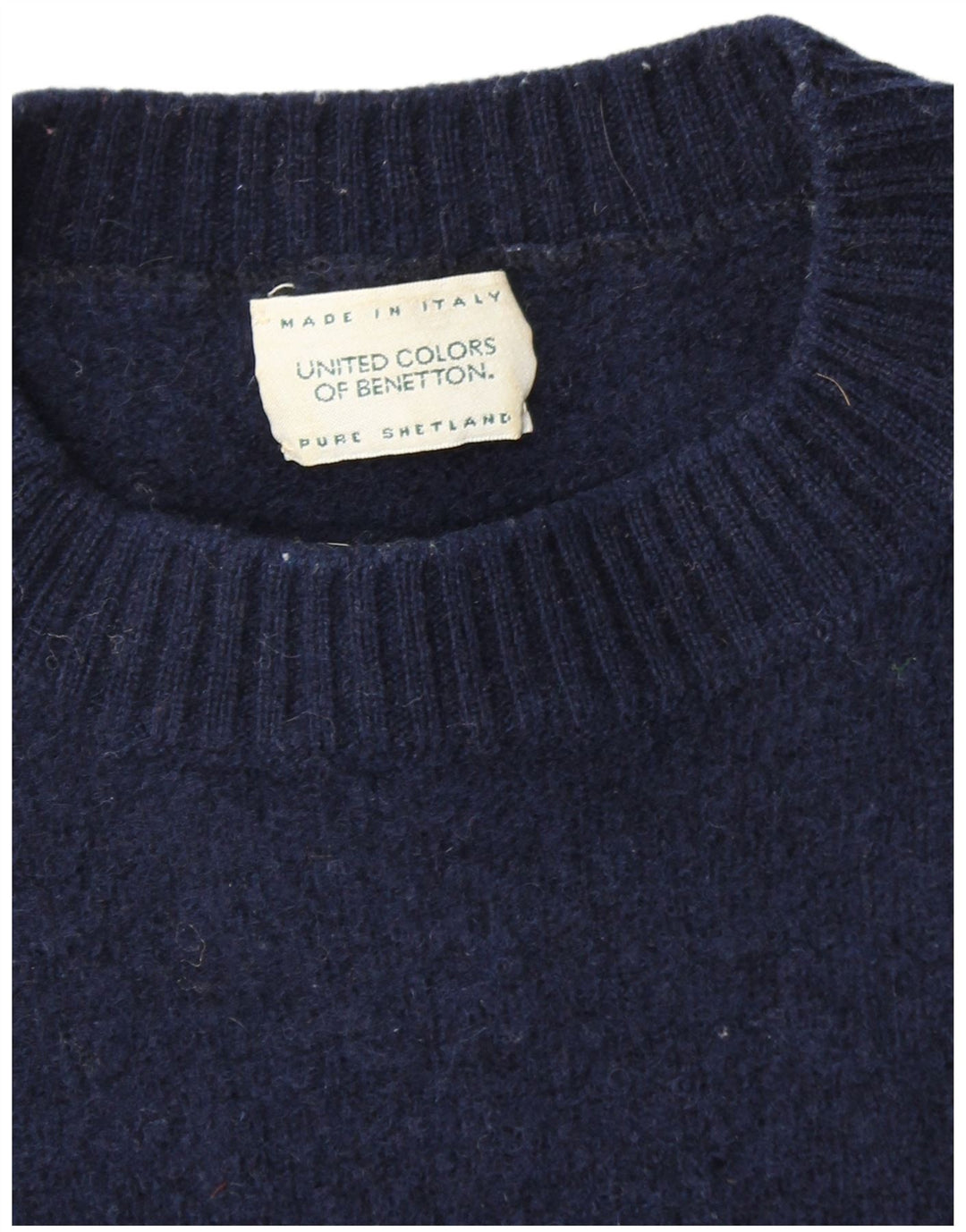 Γυναικείο πουλόβερ BENETTON Crew Neck Jumper UK 14 Medium Navy Blue Wool