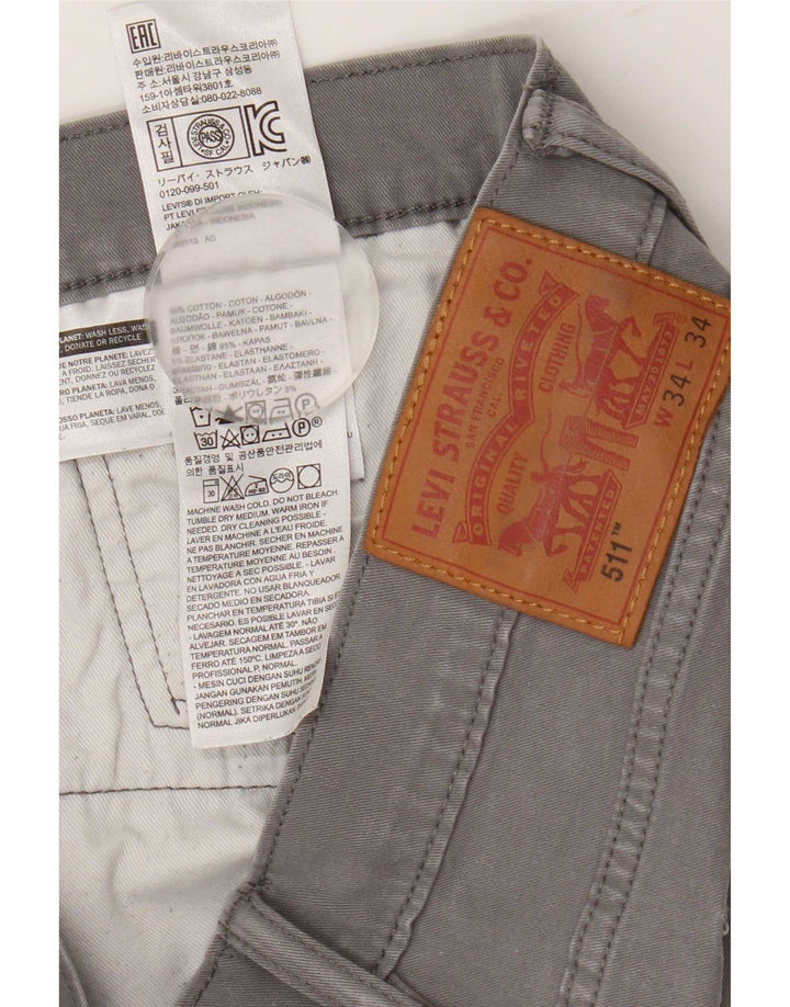 Levi's Mens 511 Slim Jeans W34 L34 Γκρι βαμβακερό