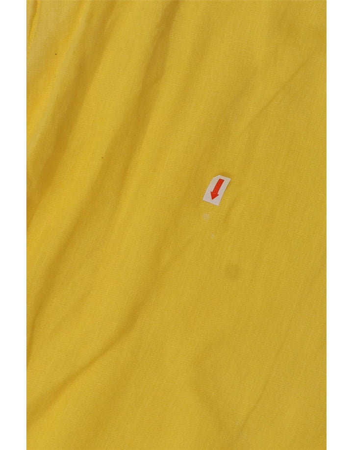 VINTAGE Γυναικεία Αμάνικη Μπλούζα Τοπ UK 18 XL Κίτρινο Λινό