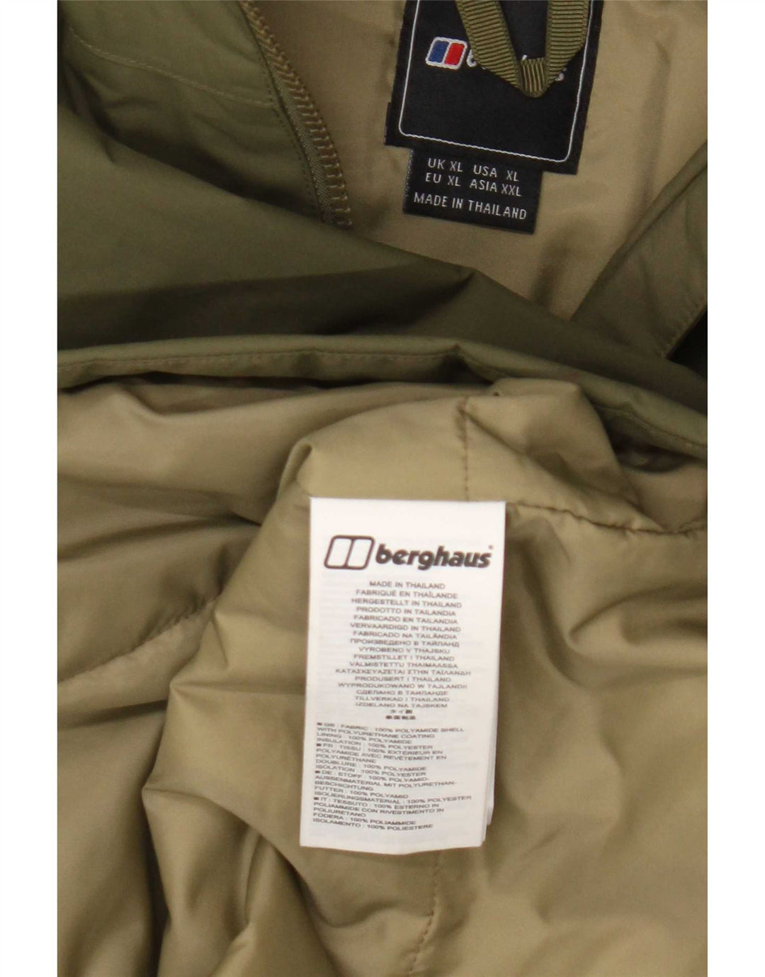 Ανδρικό μπουφάν βροχής με κουκούλα Berghaus UK 42 XL Khaki Polyamide