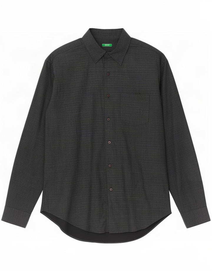 Ανδρικό πουκάμισο Benetton XL Navy Blue Gingham